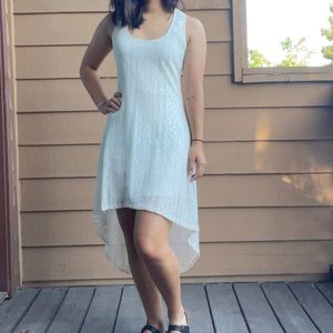 White high-low lace dress